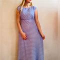 Chadwicks Dresses | Chadwicks Chiffon Polka Dot Dress | Color: Blue/White | Size: 14