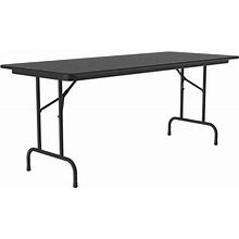 Correll 30"W X 60"D Melamine Top Folding Table In Black Granite