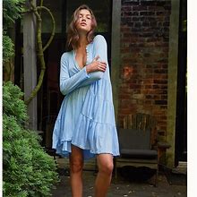 Free People Dresses | Fp Beach Emily Tiered Tee Ruffles Mini Dress | Color: Blue | Size: S
