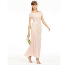 NWT ADRIANNA PAPELL Pink Short Sleeve Maxi Empire Waist Dress Size 10 $220 V0141