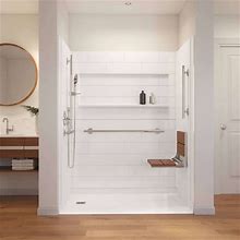 Renovative Bath White Vida 60 X 32 Accessible Bathroom Shower Kit With Left Drain RBX6032BFKTL-WHC