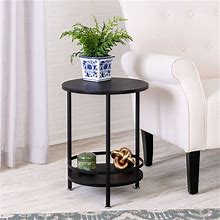 Mdf And Steel 2-Tier Round Side Table Black