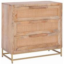 Joss & Main Leanne 3 Drawer 30" W Solid Wood Dresser In Brown/Gray/Yellow | Size 33.25 H X 30.0 W X 14.0 D In | J000770081