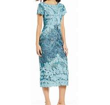 Js Collections Soutache Lace Midi Two Tone Dress Azure/Gray Dress Sz.6
