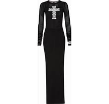 Dolce & Gabbana Cross-Embellished Tulle Long Dress - Black