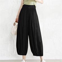 Hupom Palazzo Pants For Women Dressy Pants For Women In Clothing Chinos High Waist Rise Full Slim Bootcut Black 2XL