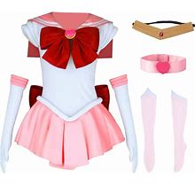 DAZCOS Child Size Anime Cosplay Halloween Costume Small Kids For Girl Include Dress, Gloves, Socks,Headband,Neck-Strap,Bow