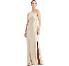 Calvin Klein One-Shoulder Gown With Side Ruching And Beaded Detail - Womens Formal Dresses For Special Occasions