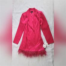 Aidan Mattox Dresses | Nwt! Bloomingdale's Aidan By Aidan Mattox Tuxedo Feather Trim Hem Dress | Color: Pink | Size: 10