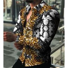 Men's Shirt Graphic Shirt Floral Turndown Yellow 3D Print Daily Holiday Long Sleeve 3D Print Button-Down Clothing Apparel Fashion Designer Casual Brea