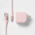 2-Port Wall Charger 15W USB-C & 5W USB-A (With 6' Lightning To USB-A Cable) - Heyday Pink/Rose Gold