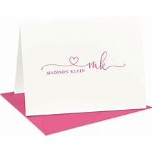 Personalized Monogram Stationery Cards, Custom Cards For Her, Fold Over Card Set, Blank Inside, Womens Thank You Gift, Precious Mono Fold