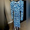 Calvin Klein Dresses | Calvin Klein Floral Blue Dress Size 6. Elastic Waist With Belt. | Color: Blue | Size: 6