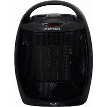 Vie Air 1500W Portable 2-Settings Black Ceramic Heater With Adjustable Thermostat