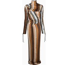 Missoni - Asymmetric Zigzag-Woven Gown - Women - Cupro/Viscose/Sisal/Cotton/Glass - 42 - Brown
