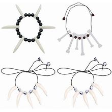 Coxeer White/Black 3Pcs Halloween Necklace Native American Style Costume Necklace With 1 Bracelet