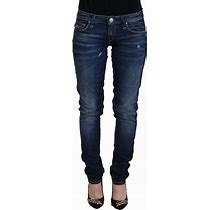 Acht Blue Washed Cotton Low Waist Women Casual Jeans