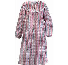 Plus Size - Women's Lanz Tyrolean 44 Inch Flannel Nightgown - Red/Blue - 1XL - The Vermont Country Store