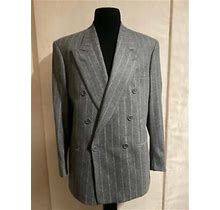 R P Suit / 40 Reg / Double Breasted / Custom Bespoke / Grey Chalk