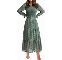 BTFBM Women Casual Long Sleeve Crew Neck Fall Dress Bohemian Relaxed Fit Floral Flowy Maxi Dresses Tiered Cocktail Dress