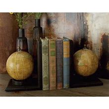 Three Posts™ Contemporary Globe Non-Skid Bookends Wood In Brown/Green/Yellow | 8 H X 6 W X 5 D In | Wayfair 0A770624f935ce5a0736749f5cbf98a9