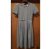 Lularoe Amelia Blue, Gray With White Stripe Dress Size M