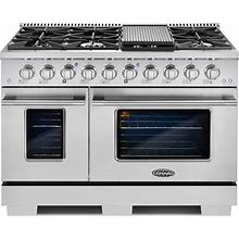 Cosmo 48 in. 5.5 Cu. Ft. Double Oven Gas Range With 8 Italian Burners