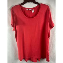 Isaac Mizrahi Knit Short-Sleeve Women's Top With Curved Back Seam Size