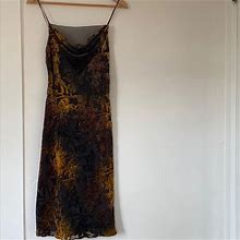 Melinda Eng Dresses | Vintage 90S Slip Floral Velvet Slip Dress -P | Color: Brown/Yellow | Size: 0