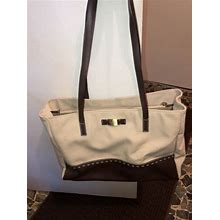 Anne Klein Large Canvas And Leather Tote Bag
