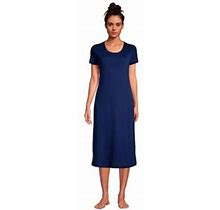 Lands' End Petite Lands' End Supima Cotton Short Sleeve Midcalf Nightgown, Women's, Size: XS Petite, Dark Blue