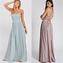 Bellanblue Dresses | Gemma Open Back Halter Maxi Dress - Mauve | Color: Silver | Size: Various