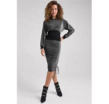 Women's Sparkle Lounge Skirt Set - Black & Silver, Size 3X By Venus