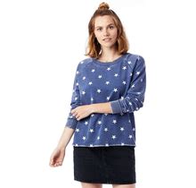 Alternative 8626F Women's Lazy Day Pullover T-Shirt In Navy Blue Stars Size Small | Cotton/Polyester Blend 8626