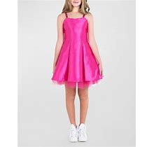 Zoe Girl's Henley Iridescent Brocade Dress With Crackle Straps, Size 7-16, Pink, 12, Girls Apparel Dresses