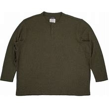 St. Johns Bay Mens Big & Tall Olive Green Long Sleeve Henley Shirt 4XL