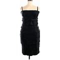 Calvin Klein Cocktail Dress - Sheath Square Sleeveless: Black Print Dresses - Women's Size 14