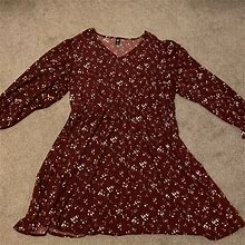 Shein Dresses | Maroon Floral Shein Curve Dress Size 3X | Color: Cream/Red | Size: 3X