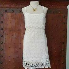 Beach By Exit Dresses | Nwt Adorable Ivory Crochet Lined Dress. Sz S | Color: Cream | Size: S
