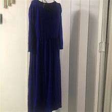 Empire Gathered Waist Dress | Color: Blue | Size: L
