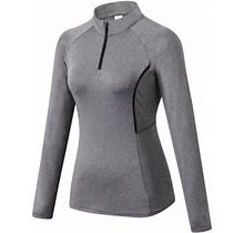 Balems Women Zipper Long Sleeve Sports T-Shirt Fitness Running Training Quick-Drying Clothes