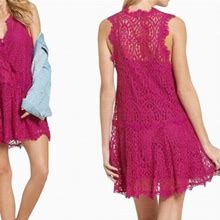 Free People Pink Heart In Two Lace Mini Dress Size Medium $108