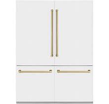 Autograph Edition 60 in. 4-Door French Door Refrigerator With Champagne Bronze Handles And White Matte Panels