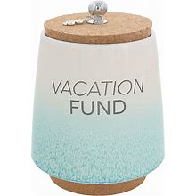 Pavilion - Vacation Fund 6.5-Inch Unique Ceramic Piggy Bank Savings Bank Money Jar With Cork Base And Cork Lid, Ombre Teal
