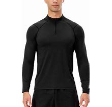 Men's Quarter Zip Long Sleeve Workout Tops 1/4 Zip Athletic Pullover Running Shirts Dry Fit Sun Protection Sweatshirts