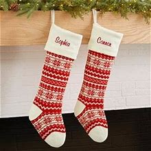 Holiday Sweater Personalized Jumbo Knit Christmas Stockings - Red & Ivory