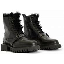 Tori Genuine Shearling Lined Lace-Up Combat Boot - Black - Allsaints Boots