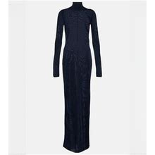 Saint Laurent, Mesh Jersey Maxi Dress, Women, Black, XS, Dresses, Materialmix