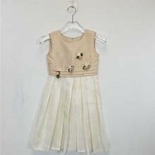 Rustanette Dresses | Rustanette Girl Beige Ivory Dress 6 Xxs Formal Floral Sleeveless Layered A-Line | Color: Cream/White | Size: 6G