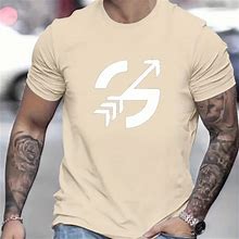 Trendy Arrow Pattern Print Men's Comfy Chic T-Shirt, Graphic Tee Men's Summer Outdoor Clothes, Men's Clothing, Tops,Apricot,Recommended Product,Temu